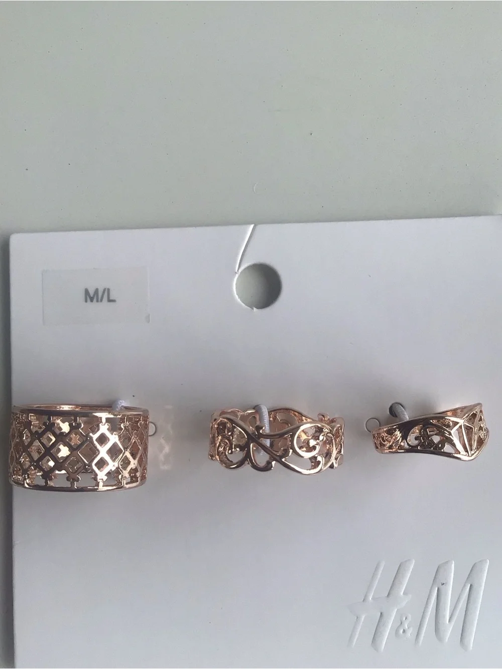 Rose gold tone rings 3 pack set